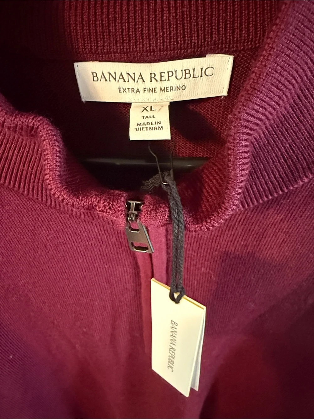 Banana Republic Men's Zip Mock Neck Sweater — Maroon